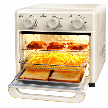 MFVV 10.6QT Toaster Oven Air Fryer Combo,1000W Air Fryer Oven Combo ,3-Layer Cooking,Ideal For Small Kitchen,3 Knob Control & Visible Window
