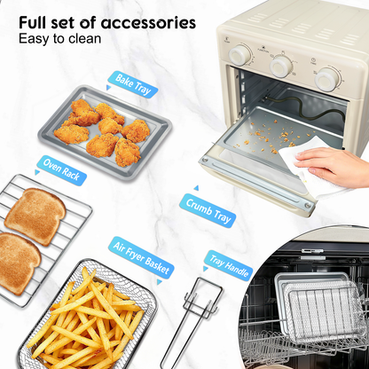 MFVV 10.6QT Toaster Oven Air Fryer Combo,1000W Air Fryer Oven Combo ,3-Layer Cooking,Ideal For Small Kitchen,3 Knob Control & Visible Window
